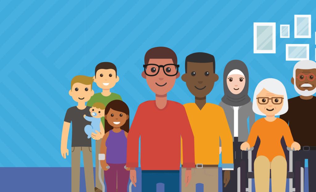 Collection of figures representing people with diverse ethnic backgrounds