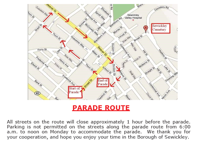 Memorial Day Parade Route