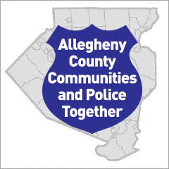 Badge with wording inside "Allegheny Co. Communities and Police Together